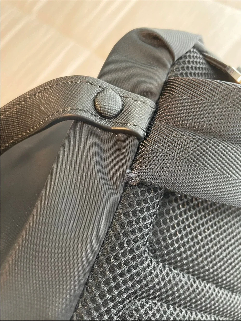 Prada Black Nylon Backpack with Triangular Logo Patch